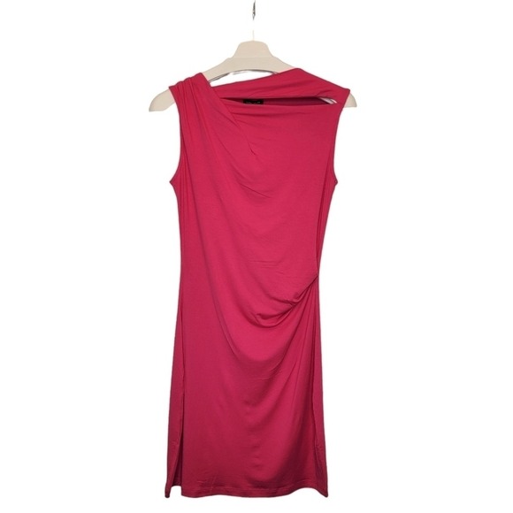 KAREN MILLEN Mini Dress Pink Cutout Bateau Neck Fitted Jersey Women 8 Classic - Picture 2 of 16
